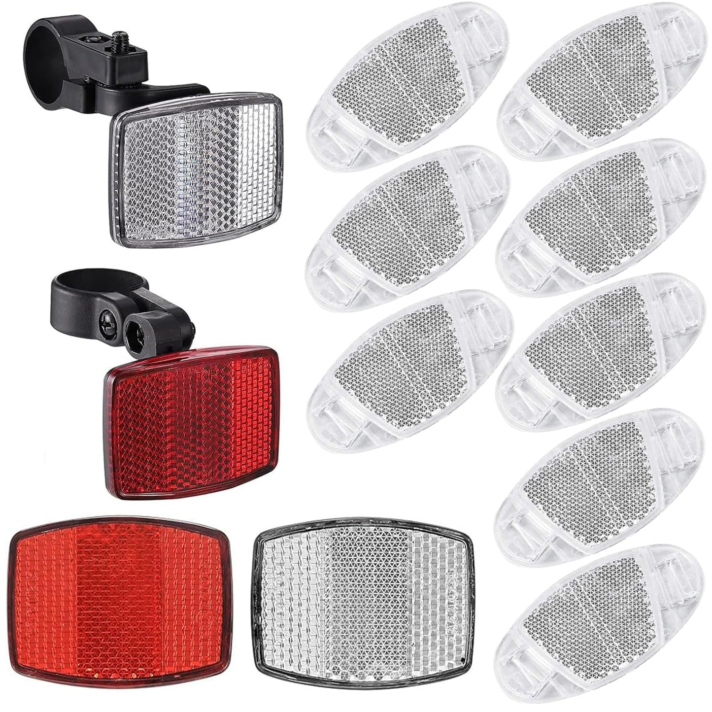 VICDUEKG Bike Front and Rear Reflectors Kit, 12 PCS Bicycle Light Wheel Spoke Reflectors Kit, Cycling Accessories Bike Safety Warning Reflectors for Handlebar and Night Cycling (White)