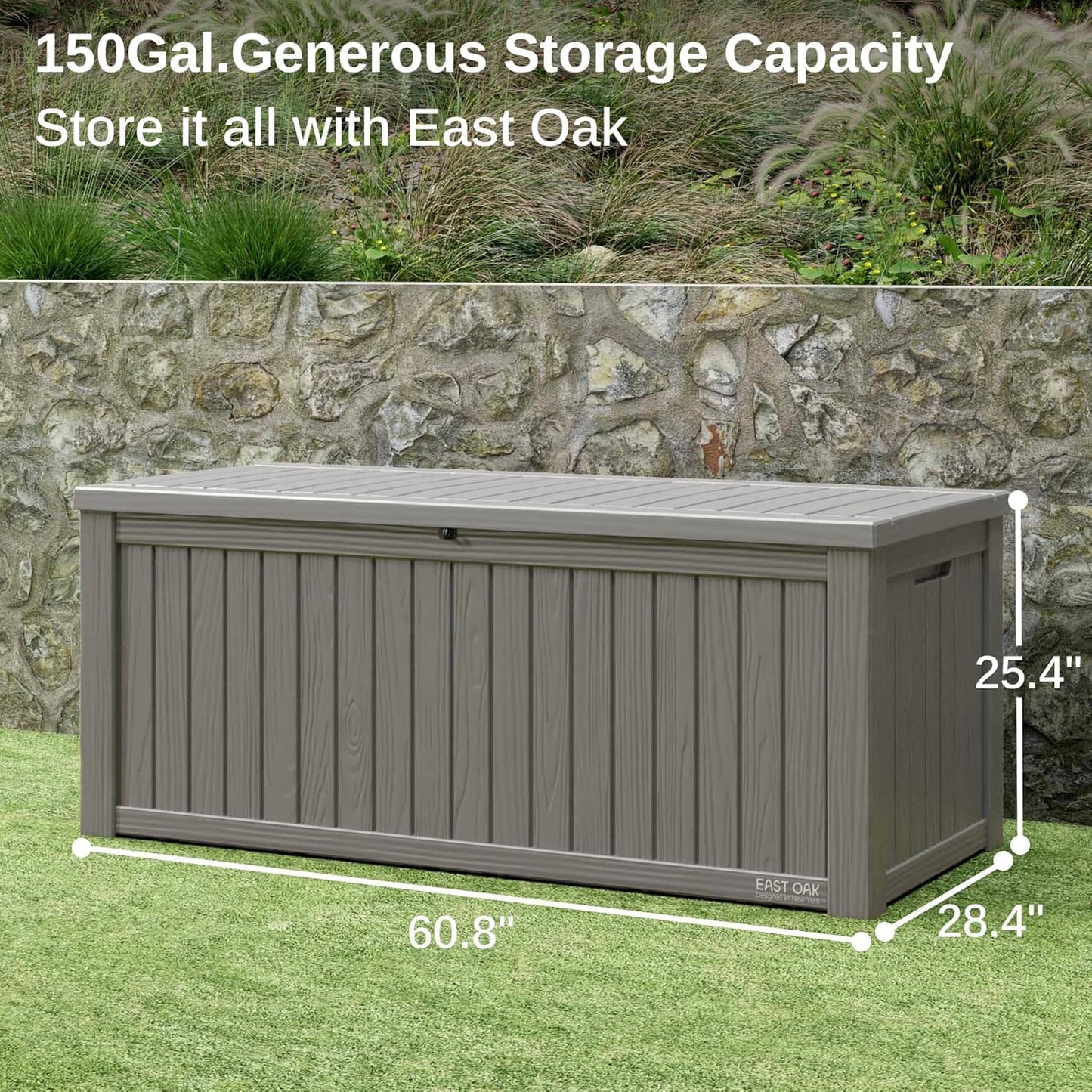31 Gallon Waterproof Outdoor Storage Box - Lockable Resin Deck Bin for Patio Cushions & Tools - UV Resistant, Black