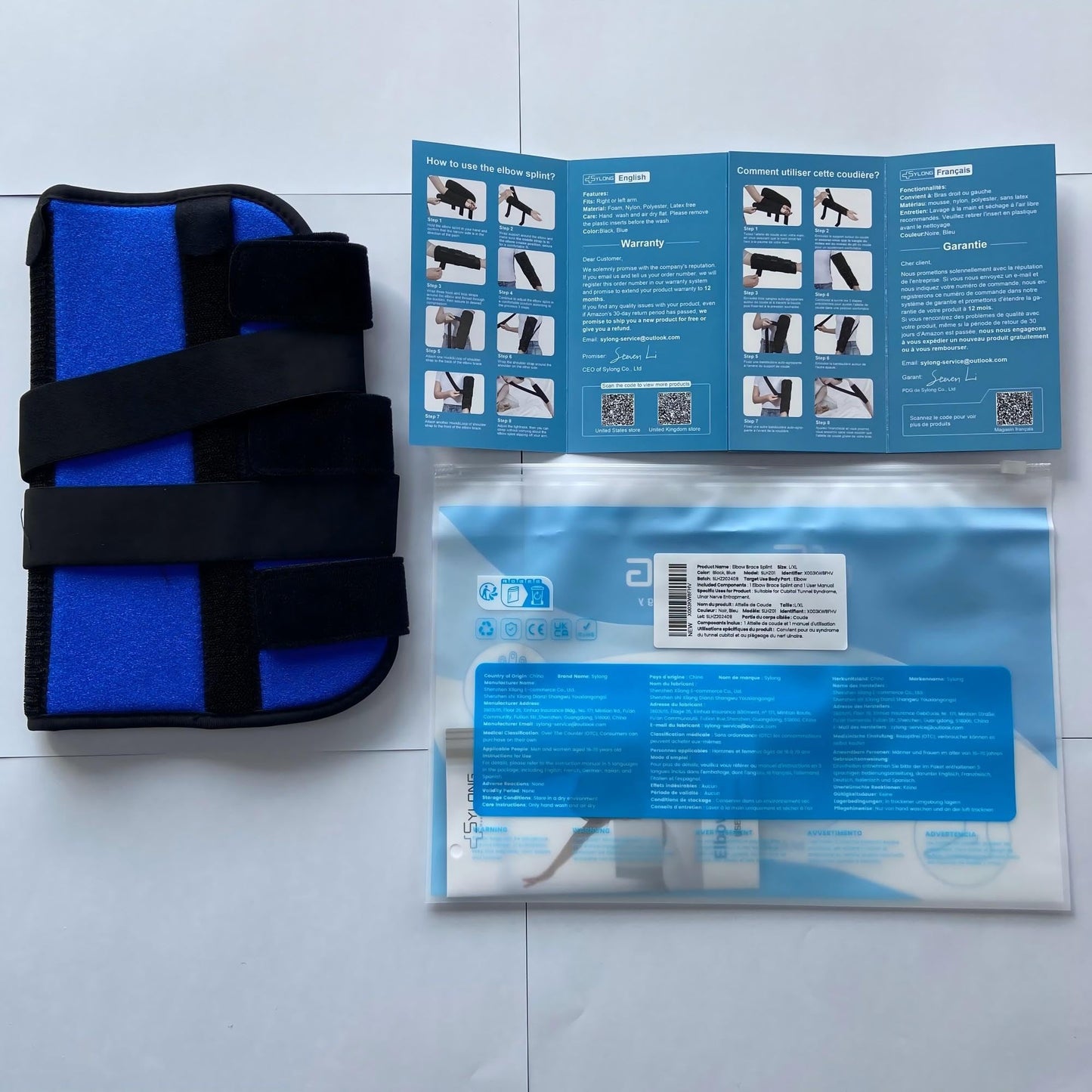 Elbow Brace for Ulnar Nerve Cubital Tunnel Syndrome for Women and Men, Arm Splint Left & Right Elbow Support Immobiliser for Straighten Arms to prevent Elbow Bending While Sleeping - L