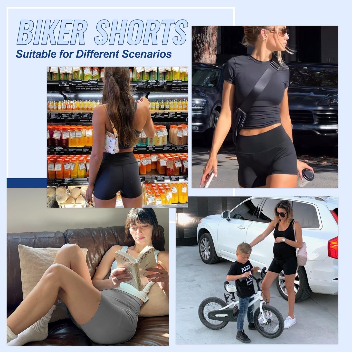 QGGQDD 3 Pack High Waisted Biker Shorts for Women – 3"/ 5"/ 8" Black Workout Yoga Compression Tummy Control Shorts for Running Clothing