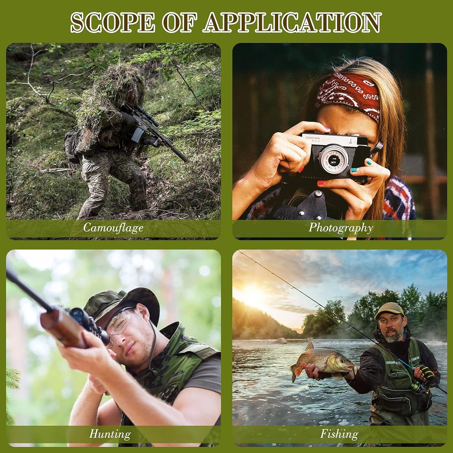 Sintege 3D Camo Turkey Hunting Gear - 3-Piece Leafy Face Mask & Hat Set for Full Coverage