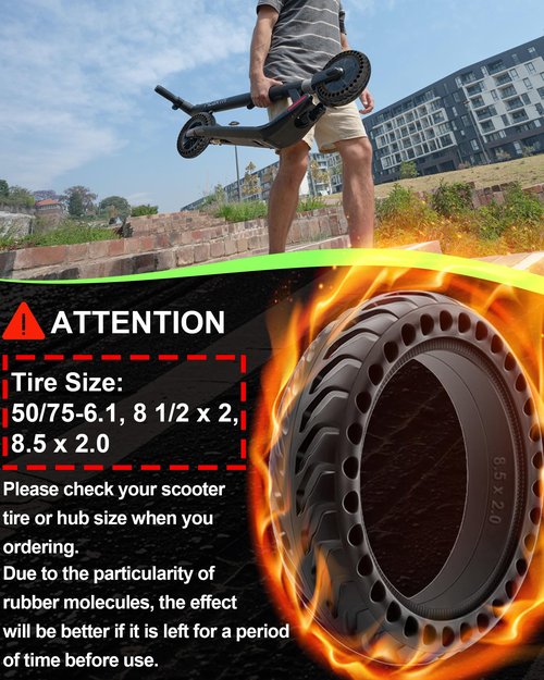 BABEJIA 2-Pack 50/75-6.1 Scooter Tires Tubeless, Upgrade Your Scooter with 8.5x2.0 Airless TIres, 8 1/2 x2 Replacement Tyres Compatible with Gotrax GXL V2/XR/APEX, Hiboy S2, Xiaomi 3/3 Lite/M365