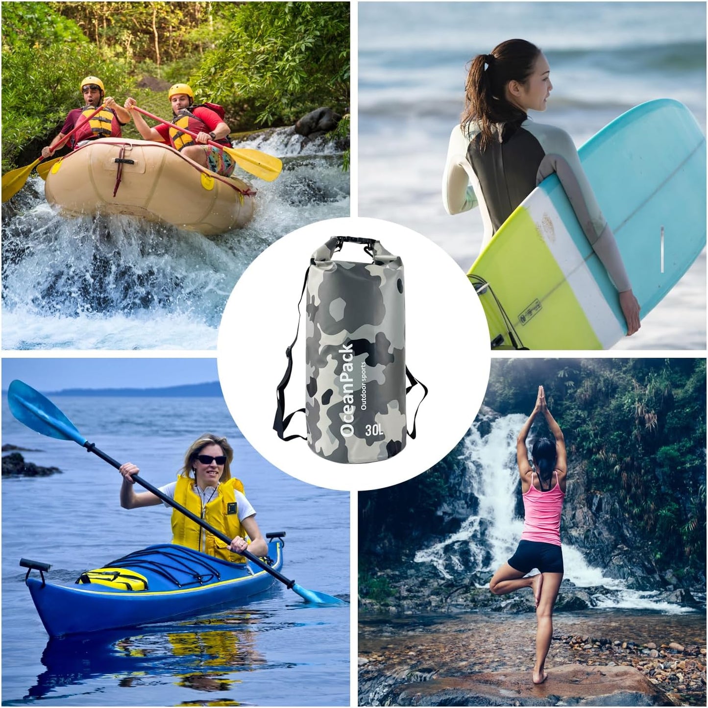 Skiennix Waterproof Dry Bag - Versatile Dry Sack for Kayaking, Rafting, and Beach Use | 2L/5L/10L/20L/30L Sizes