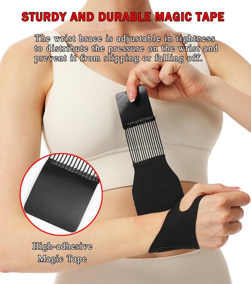 FVVWVV 2 Pcs Adjustable Wrist Brace for Pain Relief, Carpal Tunnel & Tendonitis Support, Ultra-Thin Ulnar Brace for Left & Right Hand, Wrist Compression Wraps for Sports, Gaming & Daily Use