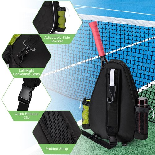 Docami Tennis Bag for Women Men, Tennis Racket Bags Backpack Lightweight Water Resistant Sling Crossbody Gym Backpacks for Tennis Racquet, Pickleball Paddles, Badminton, Pickleball Gear & Accessories