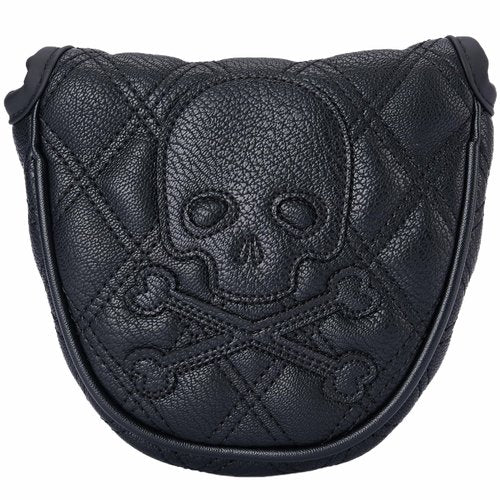 Kimpengofu Skull and Crossbones Golf Club Skeleton Mallet Putter Cover Magnetic Closure Synthetic PU Leather with Diamond Pattern Design (Black Mallet Putter)