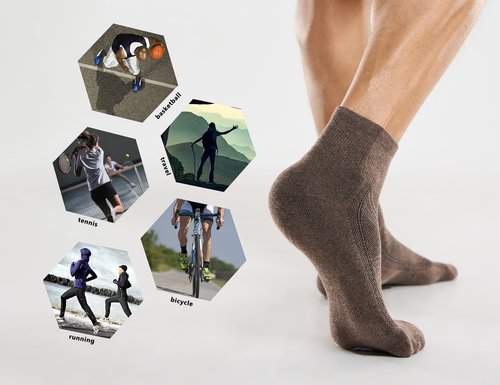 CS CELERSPORT 6 Pack Men's Ankle Socks with Cushion, Sport Athletic Running Socks, Brown Mixed, Large