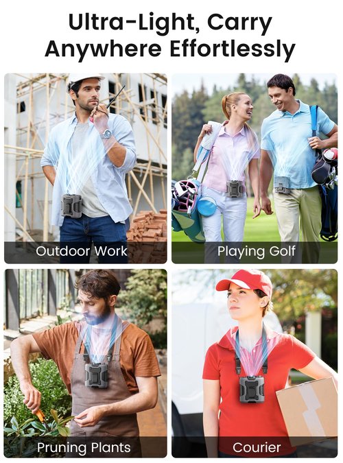 Koonie Portable Waist Clip Fan, Wearable Belt Personal Device with 100 Levels Speeds, Rechargeable Battery Supports 24H Working Time, Cool Clip Fan Under Shirt for Outdoor Work Camping Travel