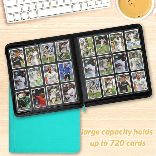 GERMUN Trading Card Binder - Premium 12 Pocket Album for 720 Cards | Double-Sided, Lake Blue