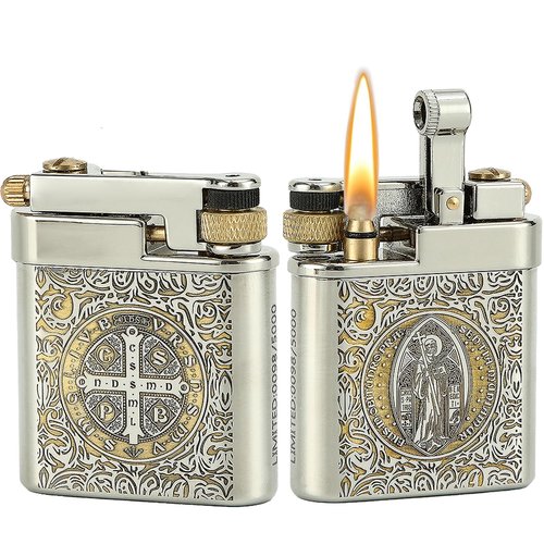 DOUBFIVSY Vintage Trench Lighter, Refillable Kerosene, Mechanical Brass Lighter, Soft Flame, Unique Gift for Men, Dad, Husband (Constantine)