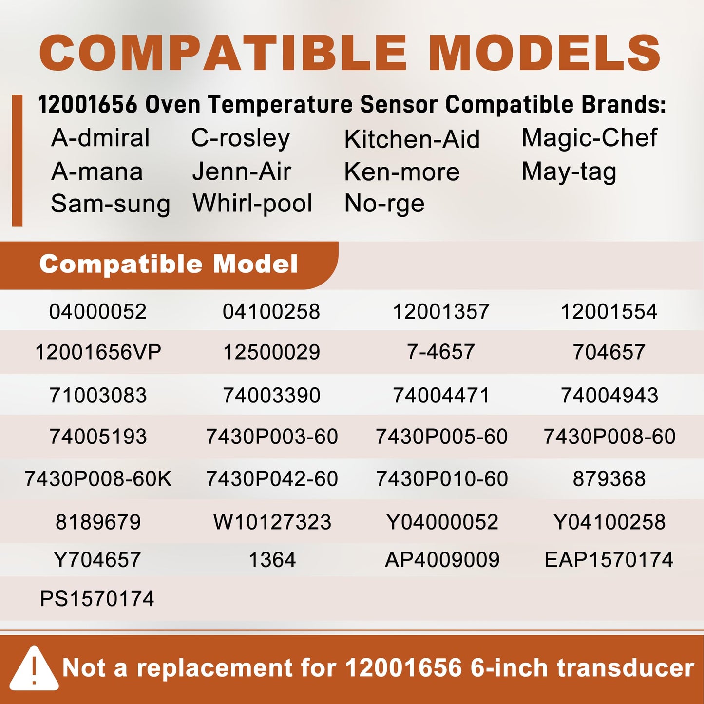 12001656 WB21X5301 Oven Temperature Sensor Replacement Compatible with Whirl-Pool Ken-More G-E Ovens Replaces AP4009009 74004943 PS1570174 12001554 12001656VP 7430P003-60（1 Pack） by TOMOON