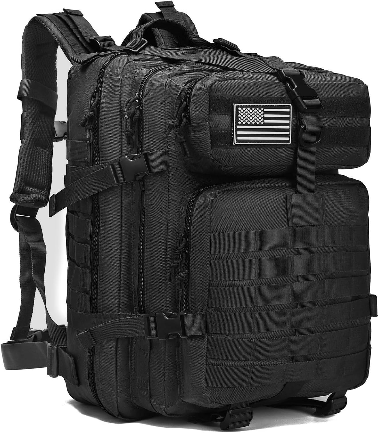 Skiennix Tactical Backpack - 45L Military Gym Bag | Large 3-Day Assault Pack for Camping & Rucking (Black)
