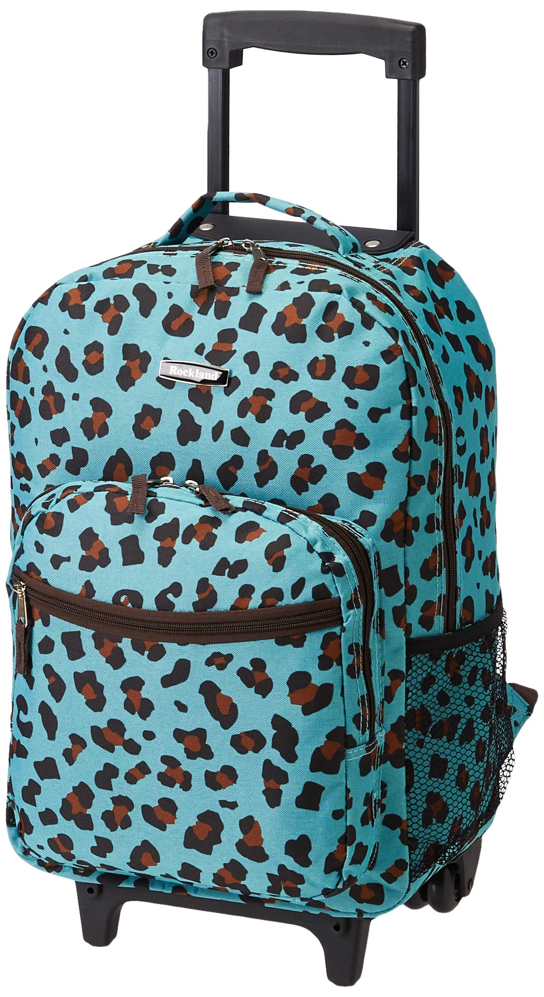 Rockland Double Handle 17" Rolling Backpack, Blue Leopard