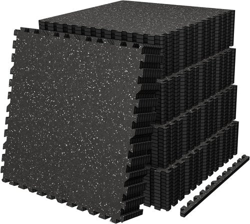 AIRHOP Exercise Equipment Mats - 0.56in Thick Interlocking Rubber Tiles | 192 Sq Ft Home Gym Flooring, 24 x 24in