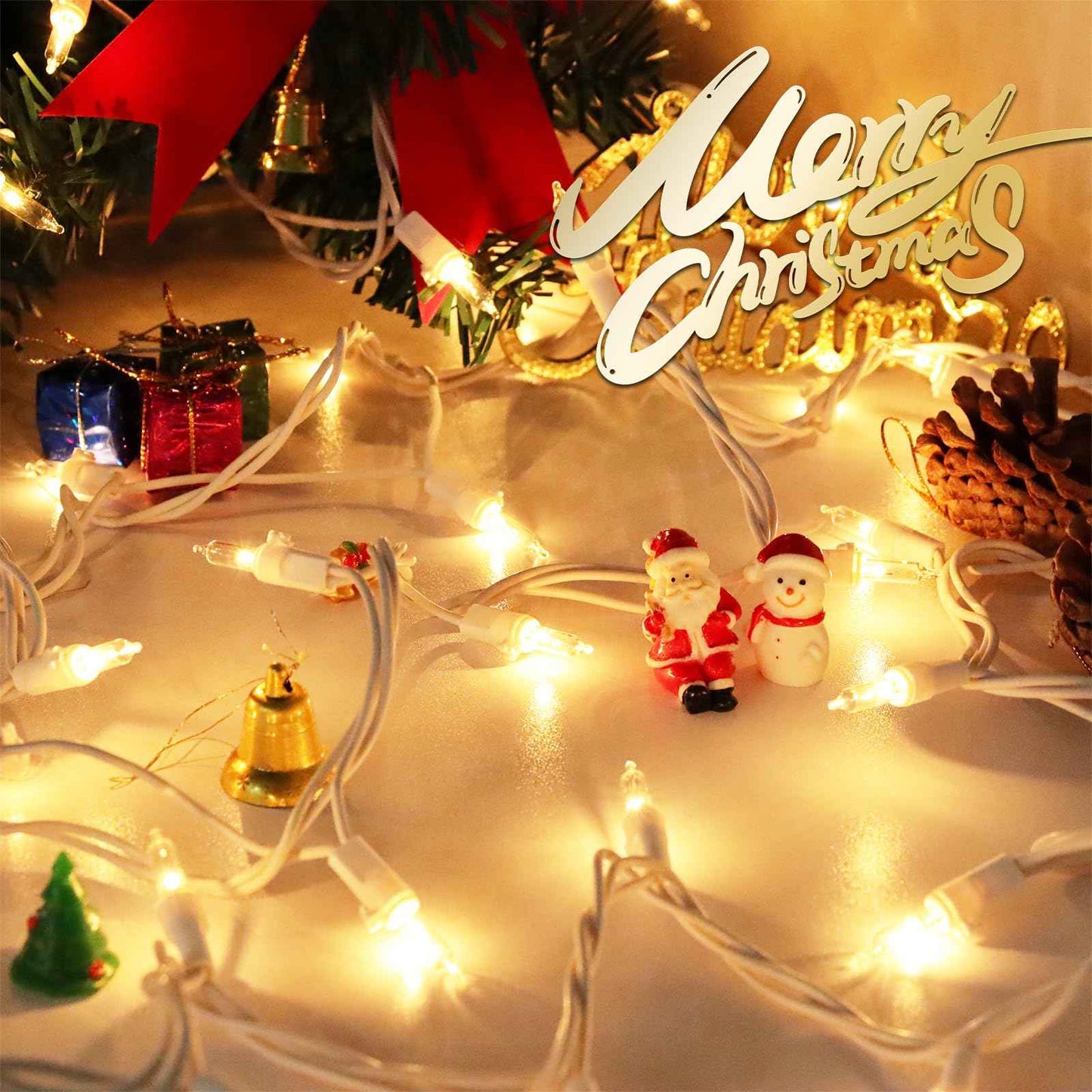 CXLHO Clear Christmas Lights 66FT 200 Incandescent Bulbs Warm White Mini Lights with White Wire for Christmas Tree, Garland, Thanksgiving, Wedding, Party, Home, Indoor & Outdoor Festival Decoration