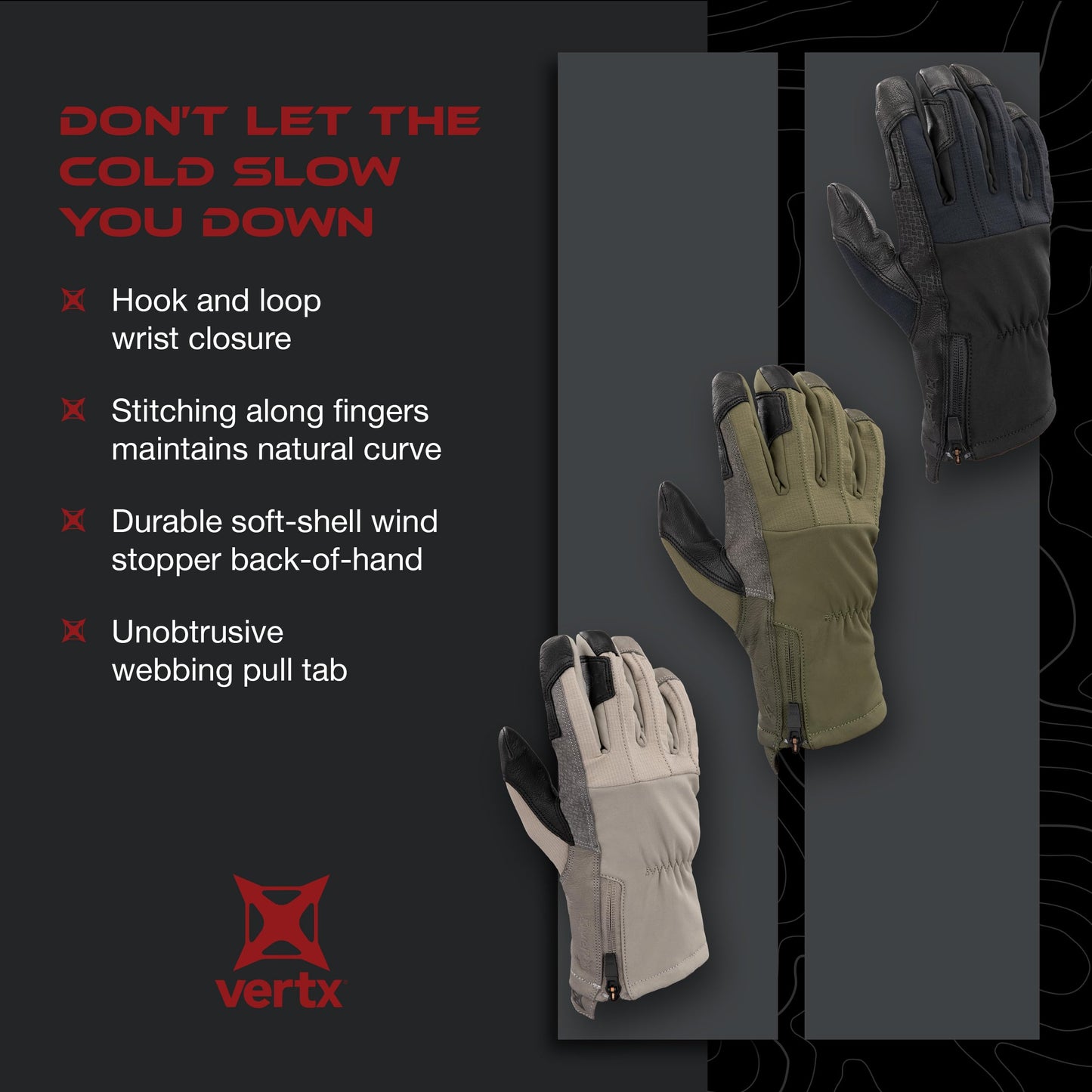 Vertx Crisp Action Mens Tactical Gloves, Water Resistant Breathable Gloves for Hunting Survival Outdoor Gear, It's Black - X-Large