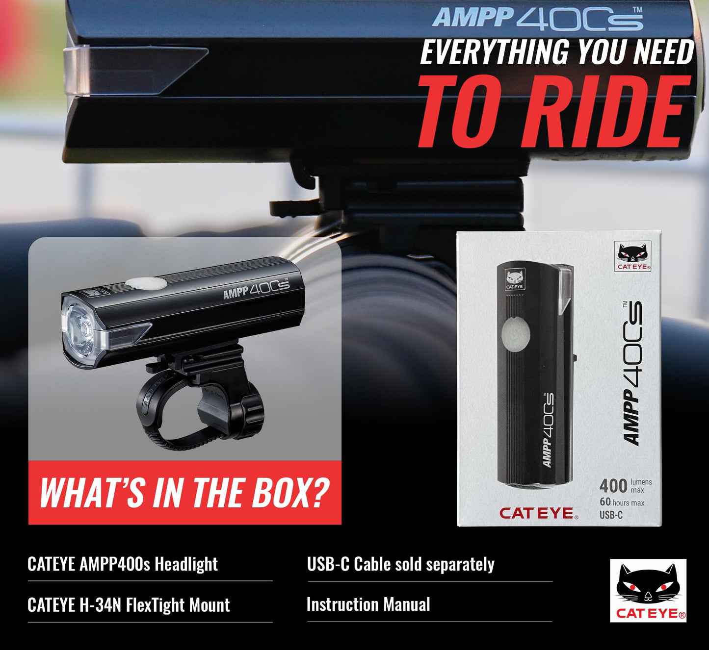 CATEYE AMPP USB Rechargeable Bike Headlight