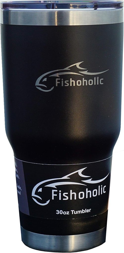 Fishoholic Tumbler - 20oz/30oz Stainless Steel Mug with Magnetic Slide Lid | Double Wall, Vacuum Insulated for Hot & Cold Drinks