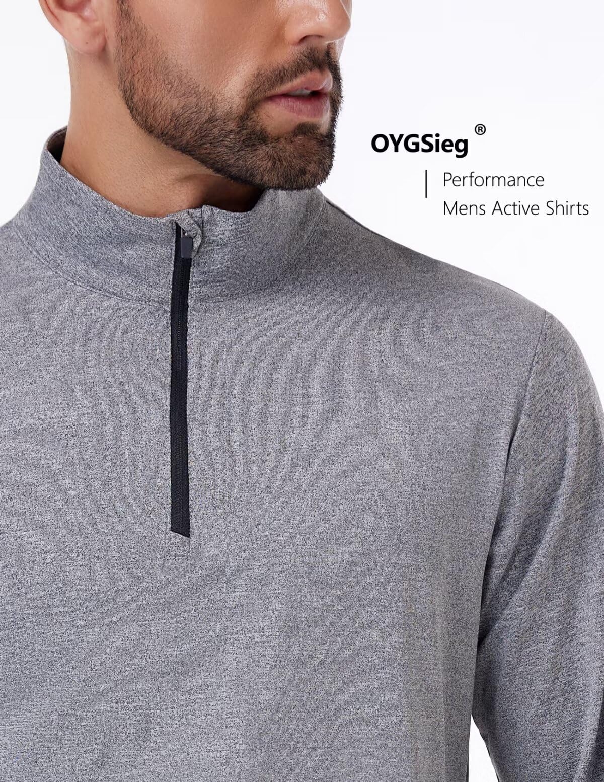 OYGSieg 4 Pack Men's Quarter Zip Pullover Quick Dry Active Casual Athletic Long Sleeve Tops L