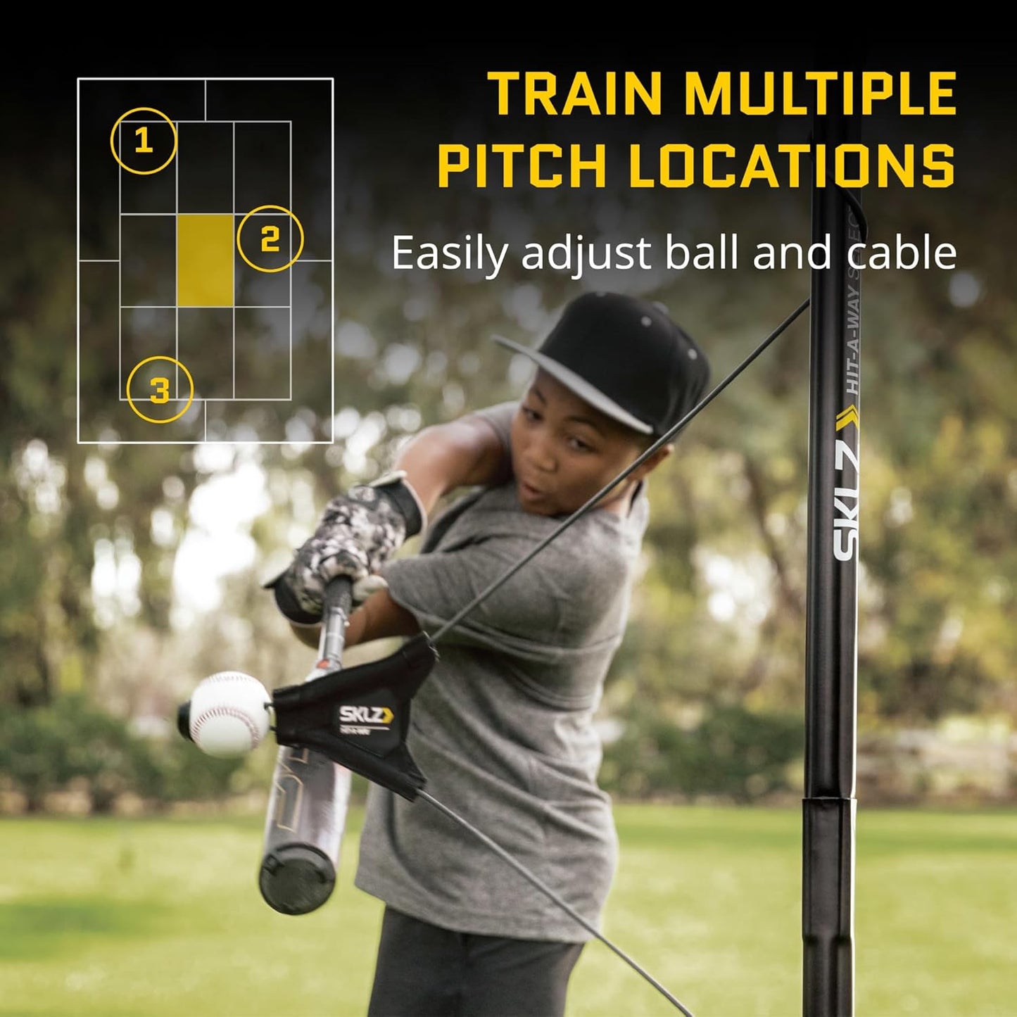 SKLZ Hit-A-Way Baseball Swing Trainer - Portable Training Station with Adjustable Stand