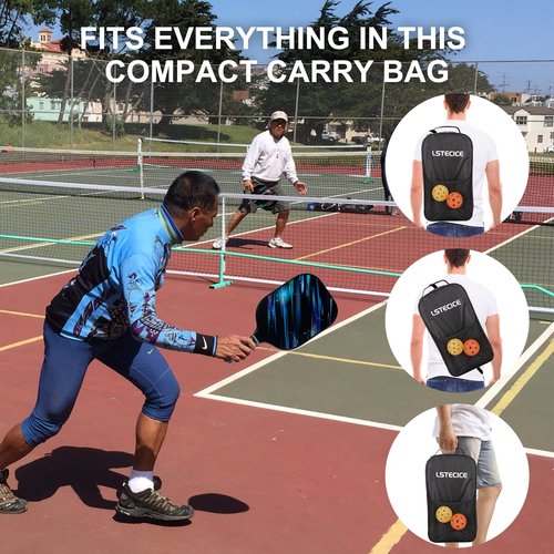 LSTECICE Pickleball Paddles Set of 4, Fiberglass Pickleball Paddles with Honeycomb Core, Lightweight Pickleball Set with Balls & Bag for Men, Women & Beginners