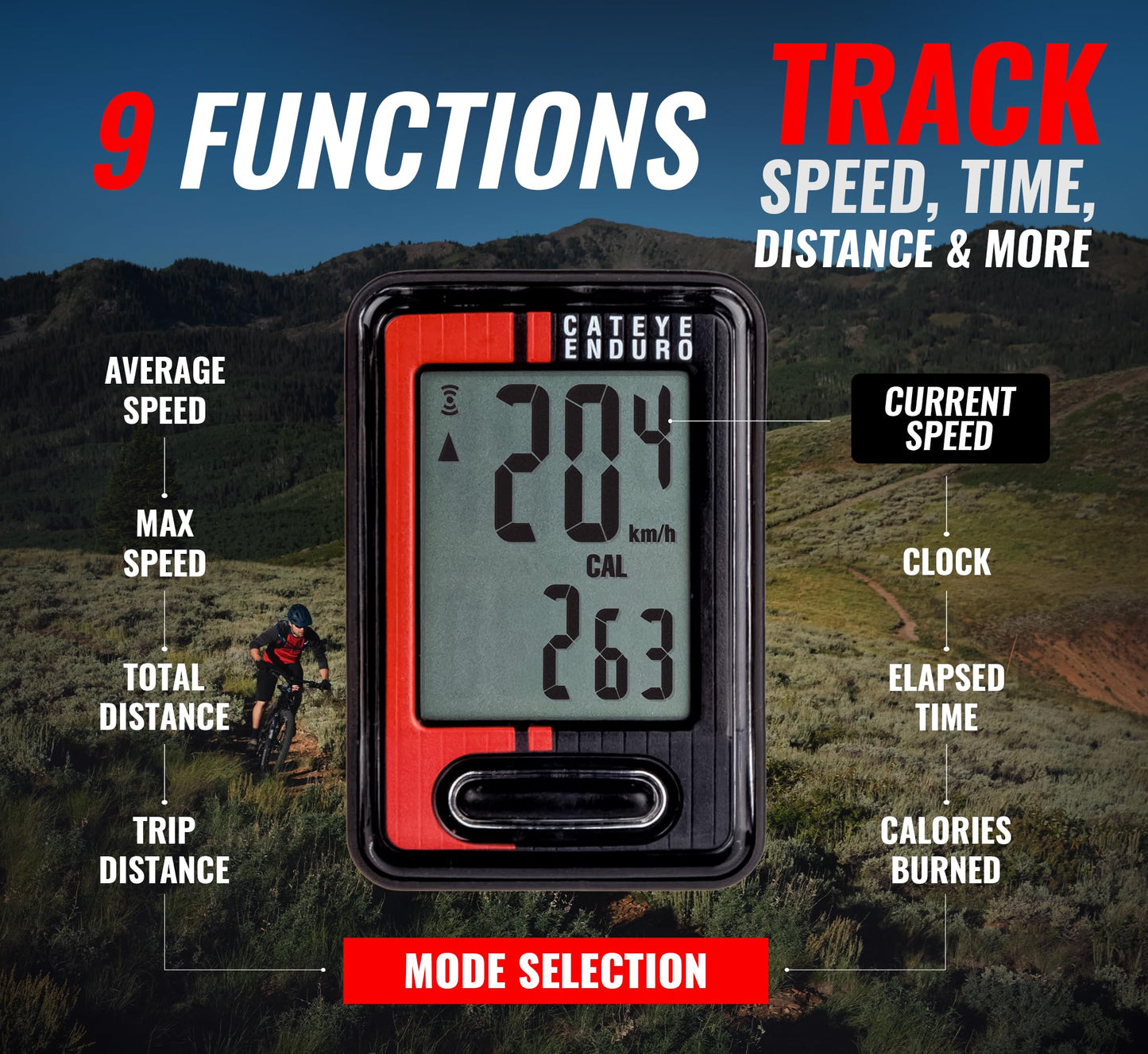 CATEYE Wired Bike Computer – Entry-Level Speedometer and Odometer, Perfect for Beginner Cyclists, Auto Start/Stop, Easy Setup for Road, MTB, Gravel Bikes, 3 Year Battery Life