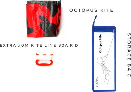 Kizh Kite Octopus - Large Frameless Soft Parafoil Kite for Kids & Adults | 150 Inches Long for Outdoor Fun