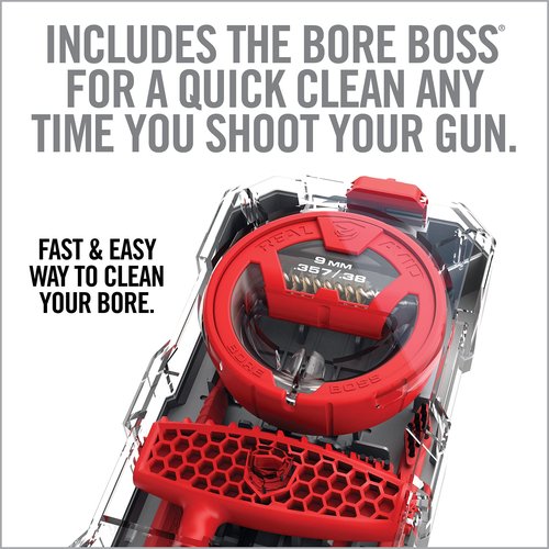 Real Avid 9mm Gun Cleaning Kit for 9mm .357 & .38 Caliber Handguns | Complete Glock Cleaning Kit & Pistol Cleaning Kit with 9mm Gun Snake, Bore Brush Set, Cleaning Rod & Gun Cleaning Accessories,red
