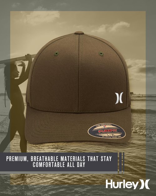 Hurley Men's Hat - Curved Brim Stretch Fitted Cap, Size Large-X-Large, Olive