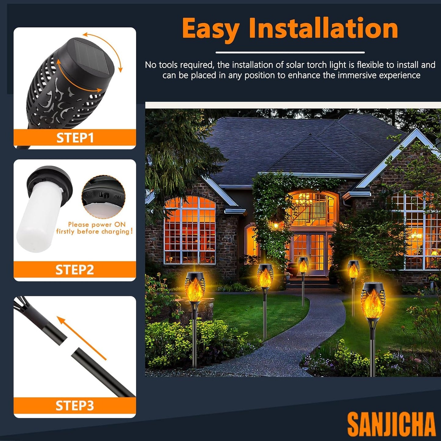 10 Pack Mini Solar Torch Lights - Flickering Flame Outdoor Decor for Halloween, Waterproof Solar Garden Pathway Lights