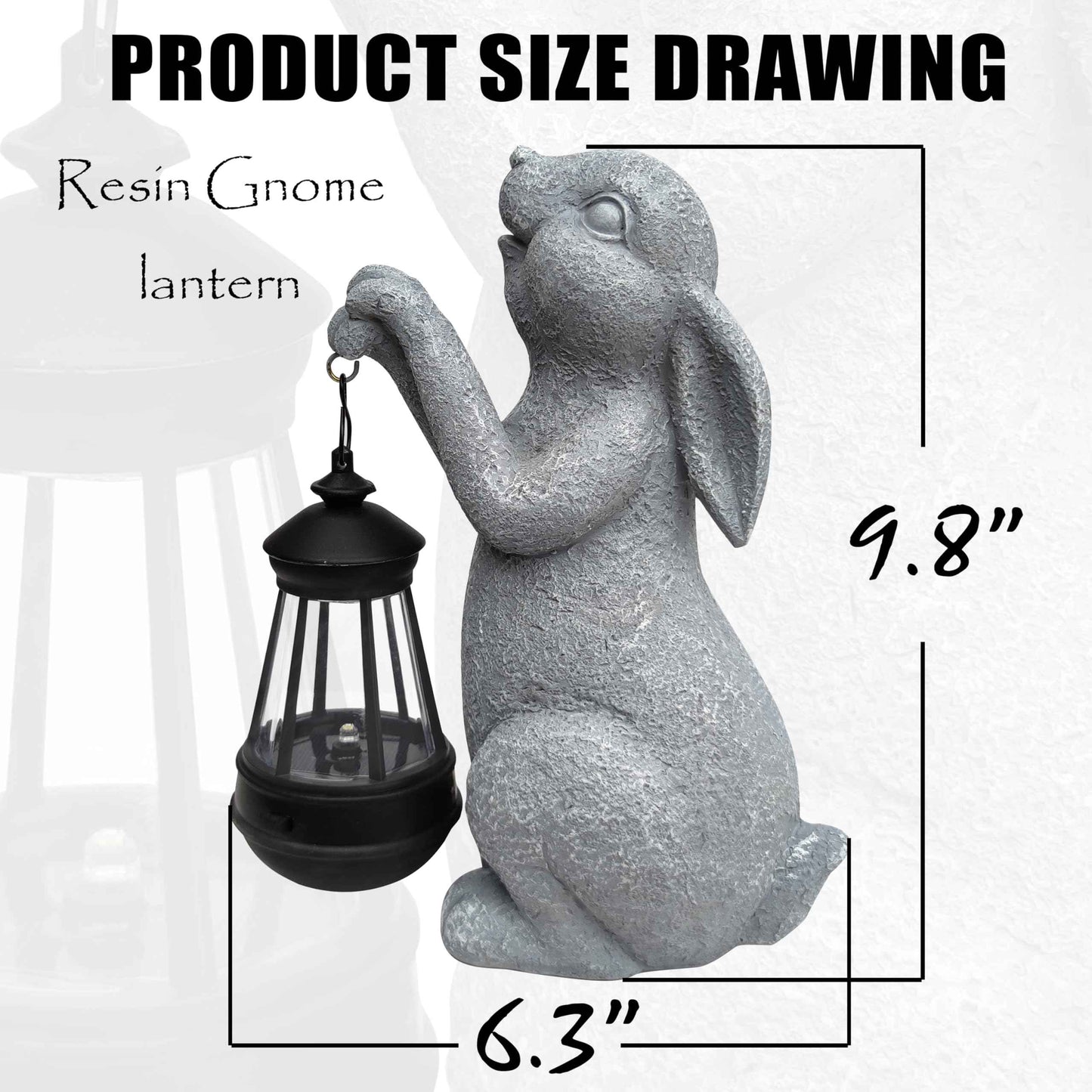 VIOYOUNS Rabbit Solar Garden Outdoor Statues,Resin Rabbit Figurine Decorations with Solar Lights Lantern, Outdoor Resin Bunny Decor for Lawn,Yard, Unique Housewarming Gift for Garden Home