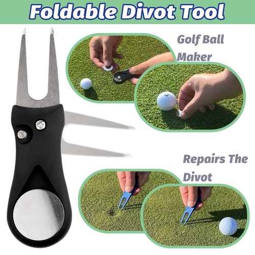 Golf Essentials Kit, 29 in 1 Golf Club Cleaning Kit - Golf Towel, Golf Club Brush, Gift Golf Balls, Golf Line Stencils and Pens, Golf Tee and Markers, Golf Divot Repair Tool - Golf Accessories for Men