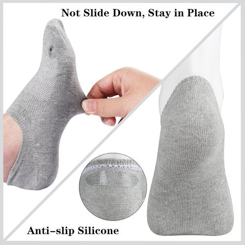Heatuff No Show Socks - Women's Cotton Low Cut Non-Slip Casual Liners | 6-9 Pairs