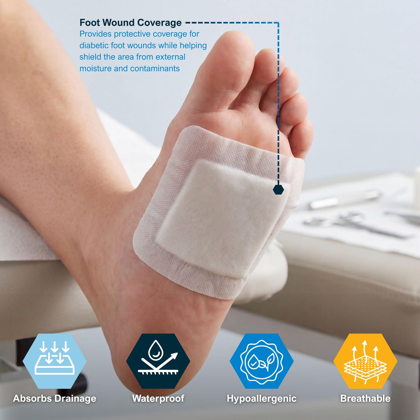 MED PRIDE Waterproof Foam Composite Dressing Pads for Shower, Sterile, for Pressure Ulcers, Post-Op Injuries (6x6 Inch (Pack of 10))