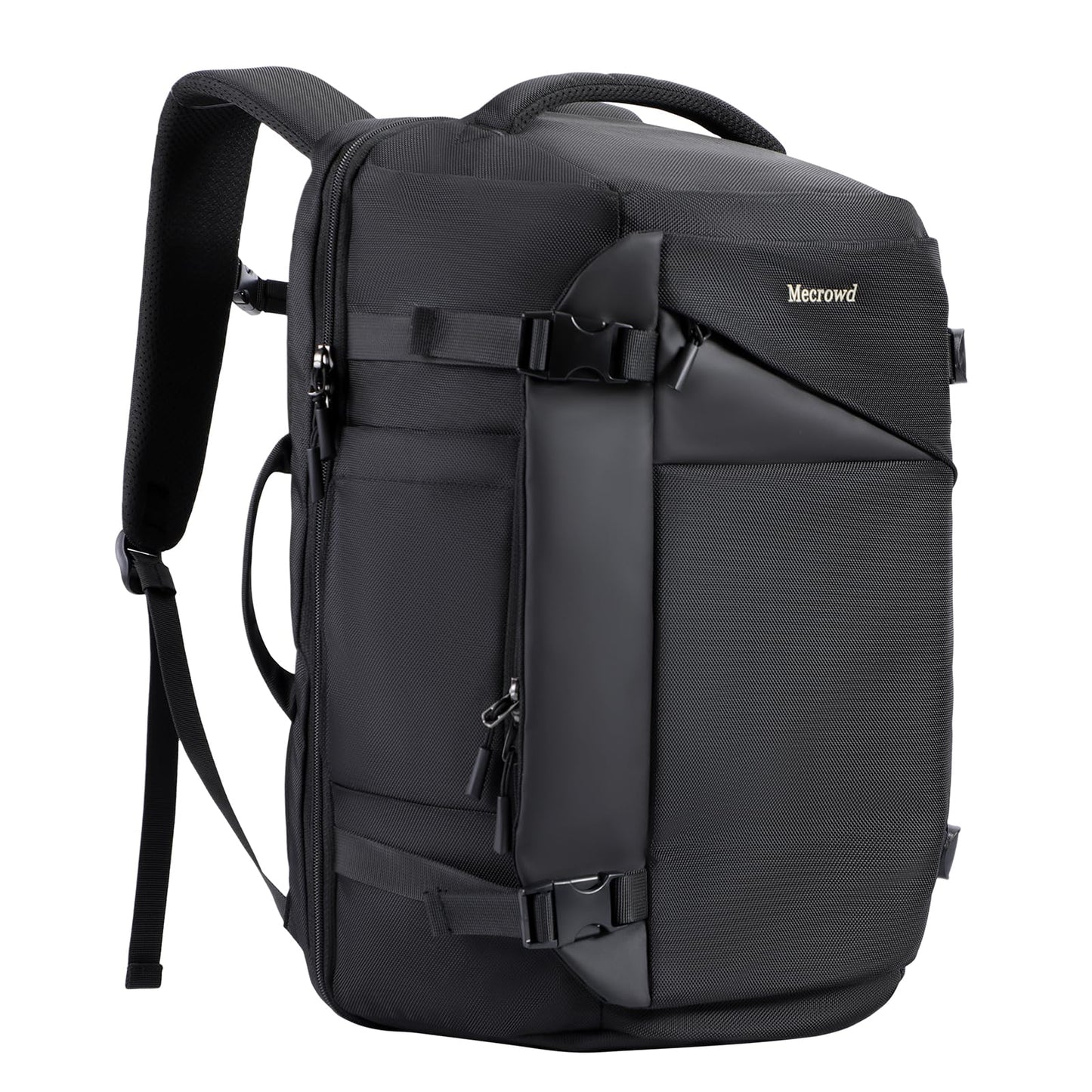 Mecrowd Large Travel Backpack for Men 40L, Carry On Backpack TSA 17.3 Inch Laptop Mochila Flight Approved, Large Business Daypack Waterproof,Carry on bag Weekender College for Men Women, Black