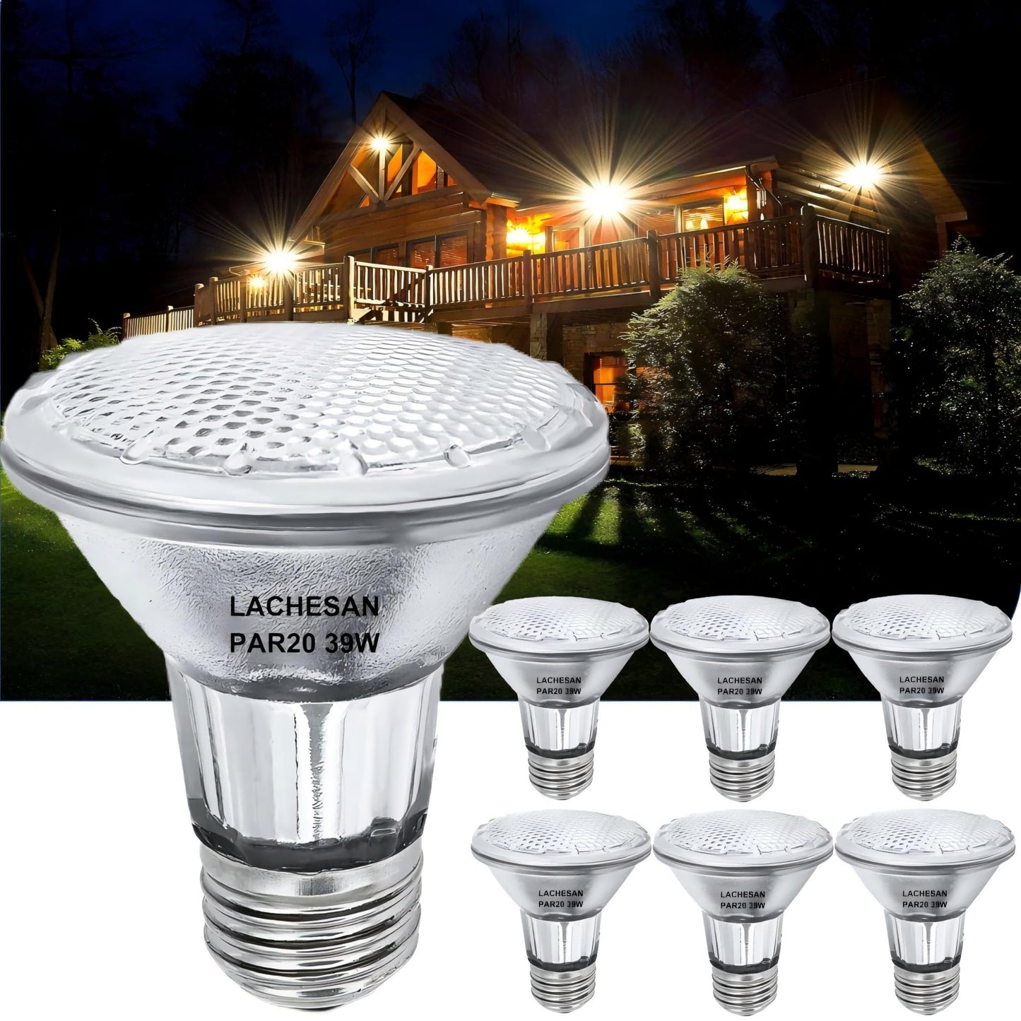 Lachesan PAR20 Flood 39W 120V 480 Lumens Flood Light Bulbs, 6 Pcs PAR20 Range Hood Light Bulb with Dimmable E26 Base, Dimmable 2800K Warm White, Long Lasting for Indoor Spotlight, Range Hood, Recessed