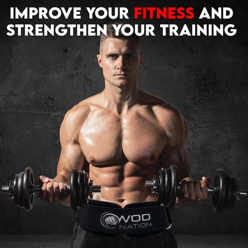 WOD Nation 4" Pro Weight Lifting Belt for Men and Women, Firm Support Nylon Waist Belt for Deadlifts, Squats, Weightlifting, Adjustable Lever Gym Belt, Lifting Accessories, Medium - 32-35" Waist