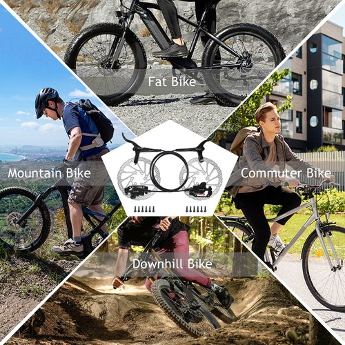 BUCKLOS MTB Hydraulic Disc Brakes Set with 160mm Rotors 2 Piston Bike Disc Brake Aluminum Alloy Levers with Calipers PM/IS Adapter Fit for Mountain Bike, Road Bike, BMX HB-323
