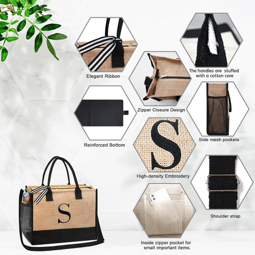 BeeGreen Personalized Canvas Tote Bag - Stylish Leather Handle Gift for Mother's Day, Birthdays & Weddings