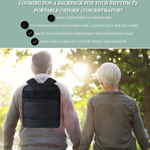 Backpack Fit for Rhythm P2 and React Health POC2000–Lightweight, Mesh Ventilated, Storage for Rhythm P2 Accessories-Fits Only E6/E7 Models–Will NOT Fit Rhythm P2-S4 or Larger Units