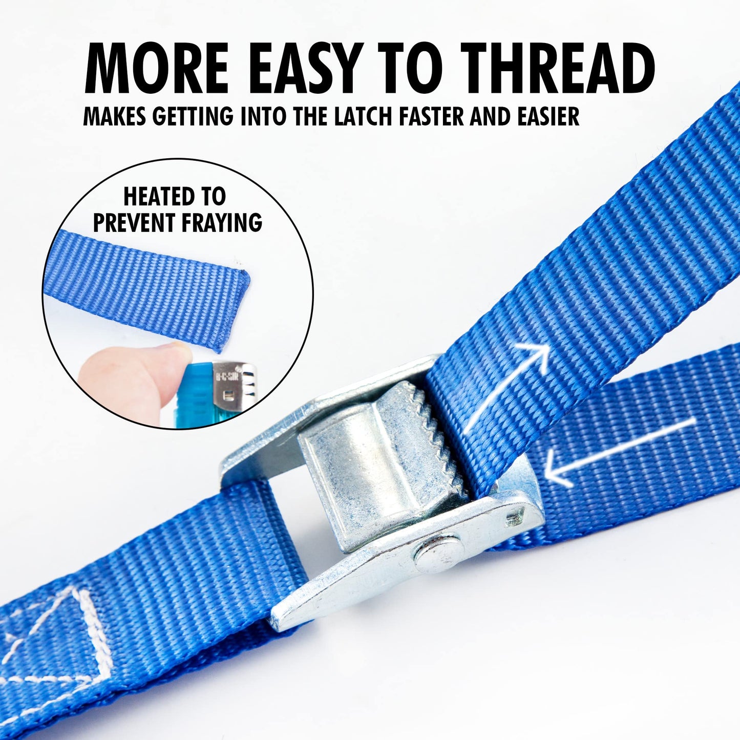 Cartman 1" x 12 ft Lashing Straps, 8 Pack, 600 lb Break Strength, Blue