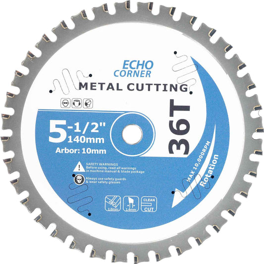 Echo Corner 5-1/2-Inch (10mm Arbor) Metal Cutting Circular Saw Blade, Fast Dry Cool Clean Cut Off Mild Steel, Angel Iron, Ferrous Sheet/Plate/Tube
