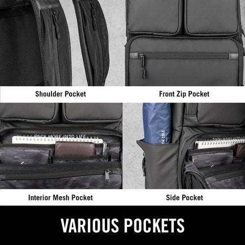 Kenneth Cole REACTION Travel Laptop Backpack - 17-Inch Coated Polyester, Stylish Black Design
