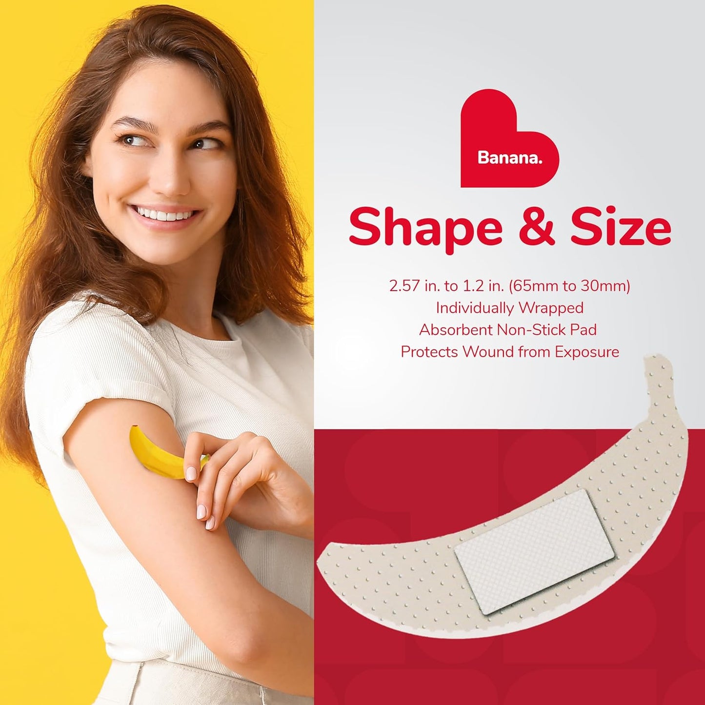 BioSwiss Self-Adhesive Banana Shaped Bandages - Latex Free & Sterile Wound Care | 50 Count