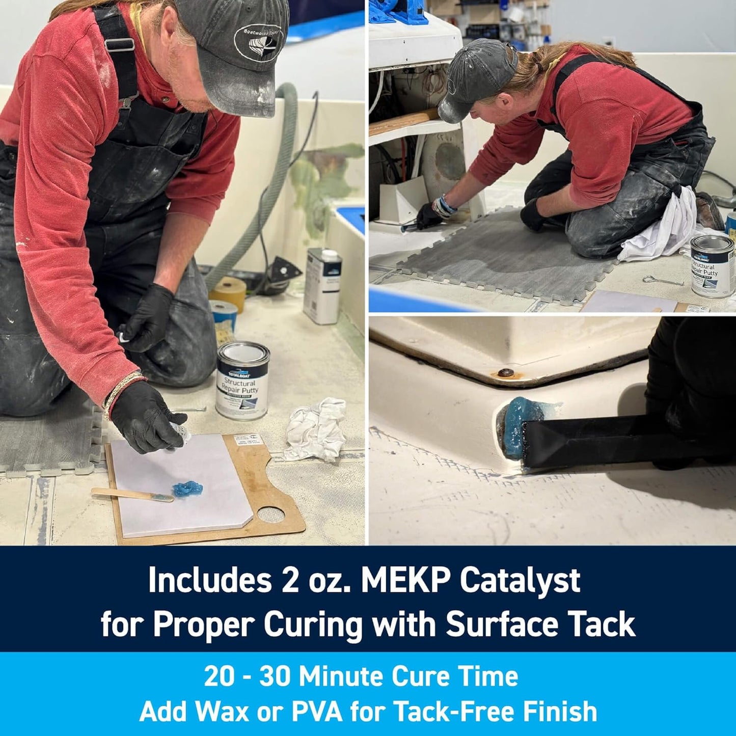 TotalBoat Polyester Structural Repair Putty - Marine Grade Fiberglass Filler for Boat & Auto Repairs