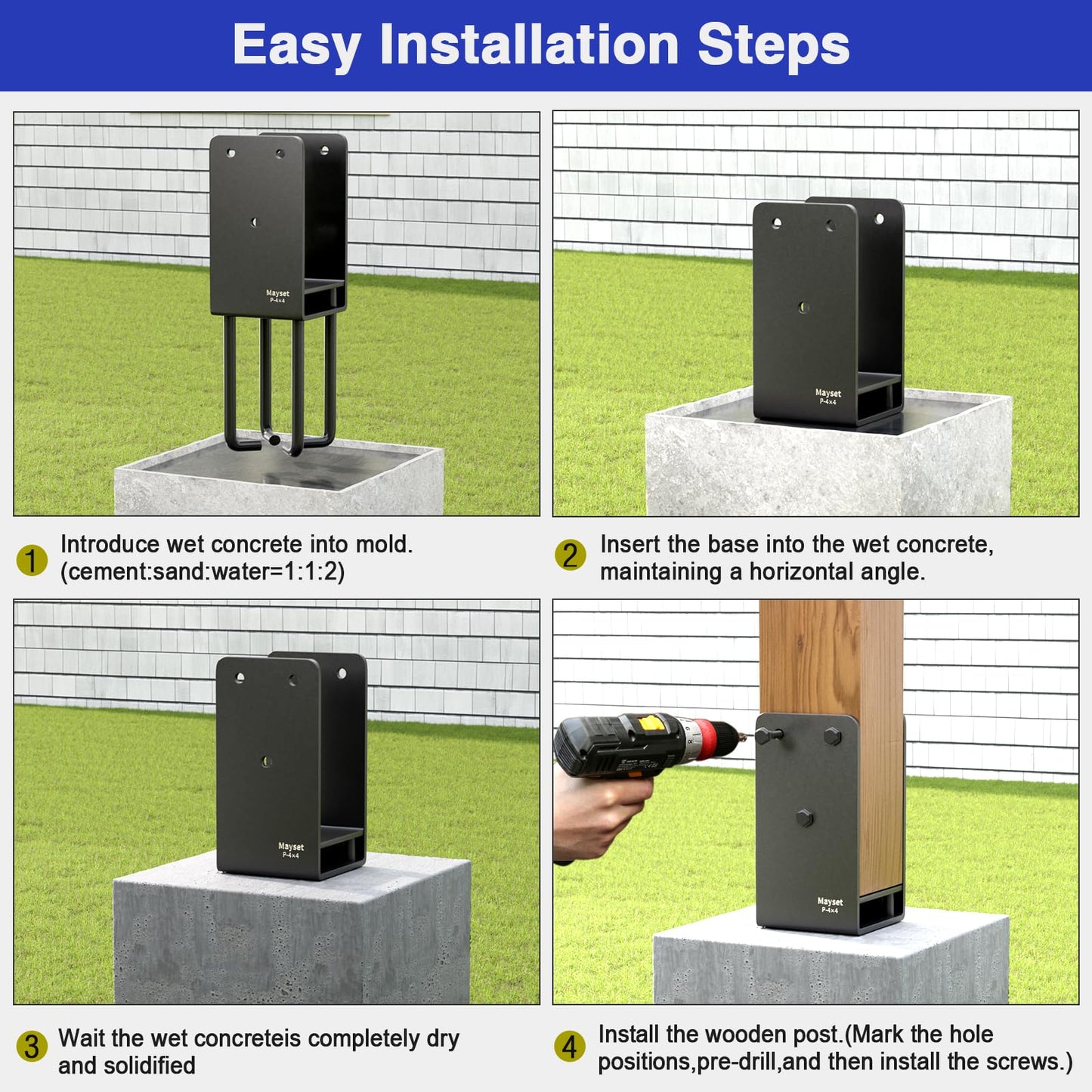 6x6 Concrete Post Anchor, Heavy Duty Stainless Steels Concrete Fence Post Holder with Air Flow Channe for Wet Concrete Foundation Post Base Bracket for Fence, Deck Railing,Pergola, 2Pack