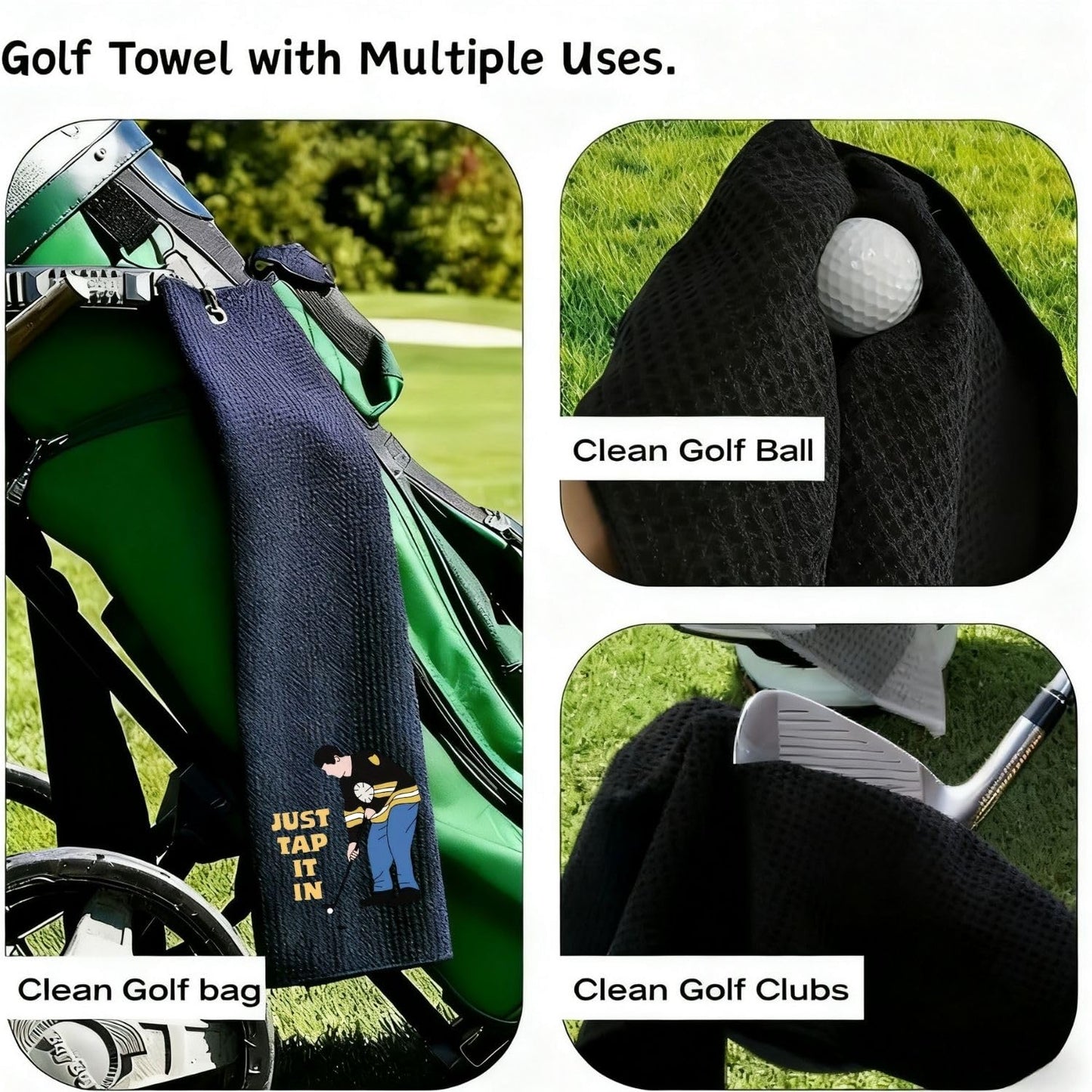 Amitrely Funny Golf Towel, Marsters Tournament, Funny Golf Towel for Golf Bags with Clip, Golf Gift for Men Husband Boyfriend Dad, Birthday, Cristmas Gifts for Fan (Just tap it in)
