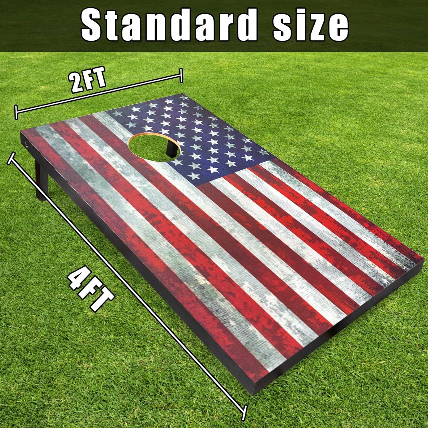 Skiennix Cornhole Board Set - Regulation 4x2 Size with Carrying Bags & 8 Bean Bags | Outdoor Family Game