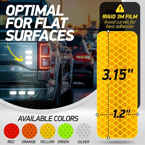 3M Diamond Grade Reflective Safety Tape Stickers - Yellow | 1.2″ x 3.15″ | 20-Pack for Helmets, Cars & More