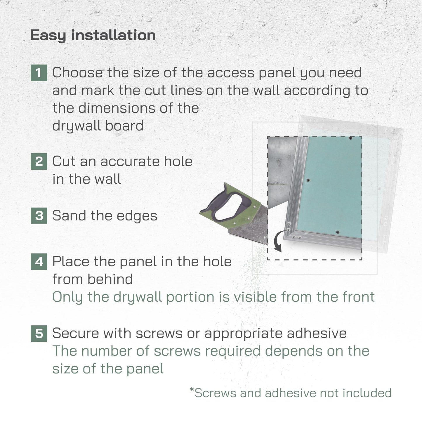 Vent Systems 16" x 16" Inch Access Panel - Drywall, Wall, Electrical, Plumbing Cover Plate - Ceiling, Wall Mount Drywall Access Panel - Metal Crawl Space Door for Home, Garage, Basement, Attic